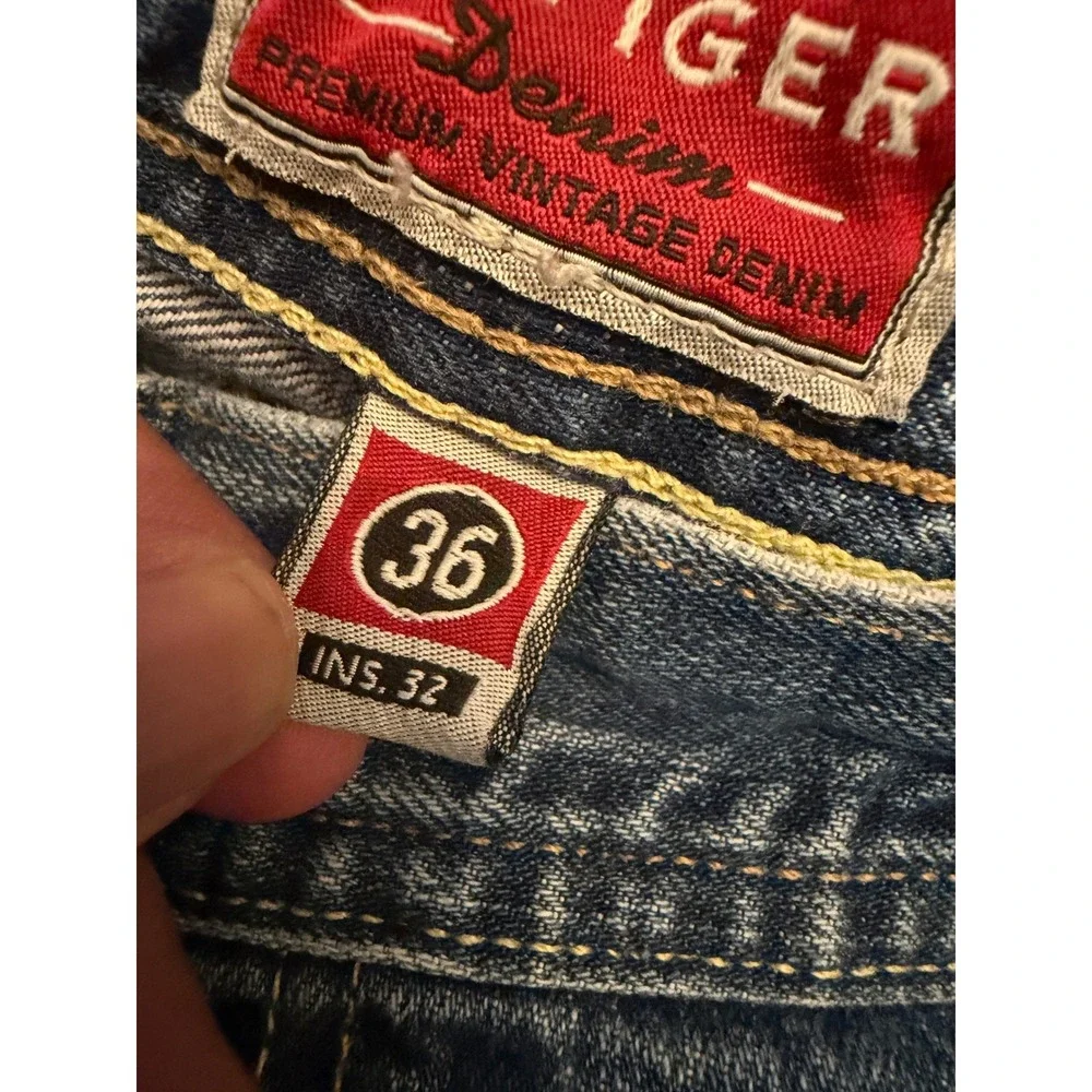 Tommy Hilfiger Red Label Carpenter Jeans Mens 36 Blue Distressed Cut Off Raw Hem